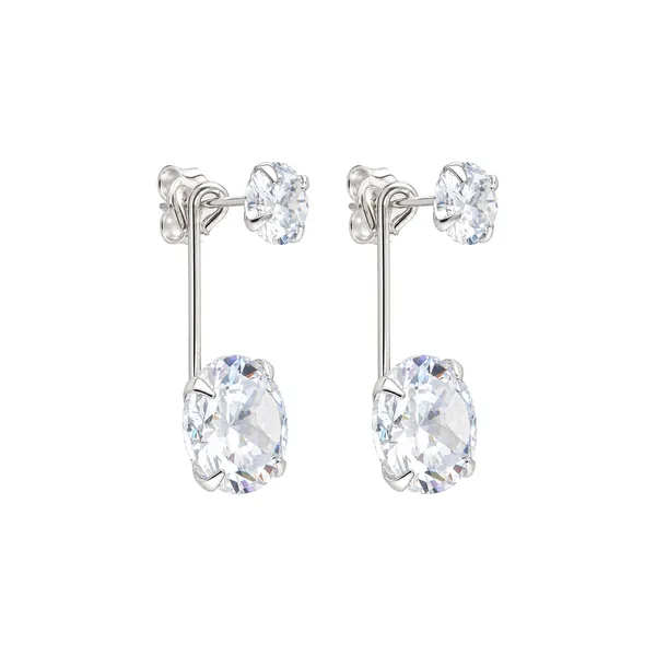 Brinco Duplo Ponto de Luz Zircônia em Prata 925